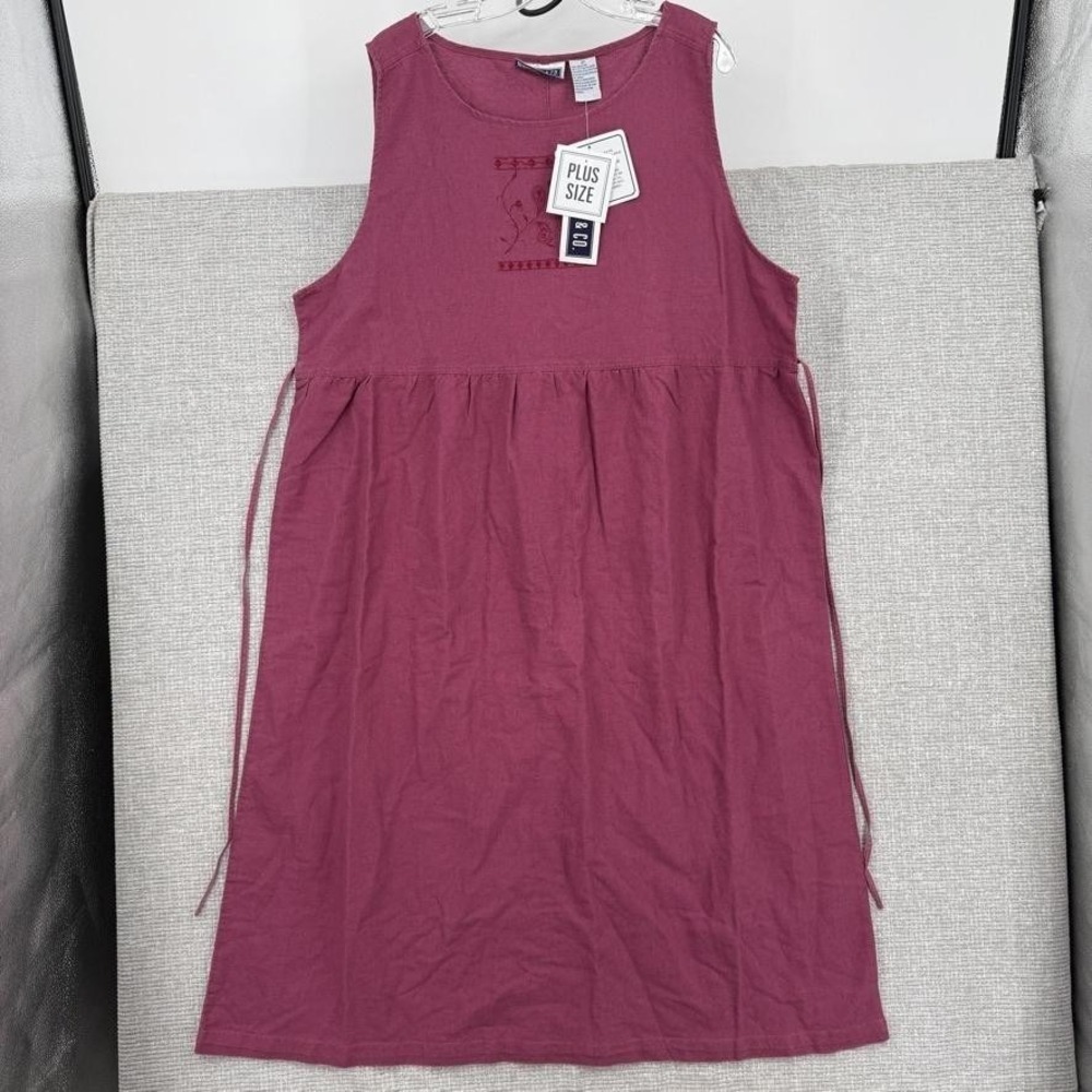 Erika II‎ & Co. Dress Womens 2X Burgundy Sundress Maxi Sleeveless Embroidered